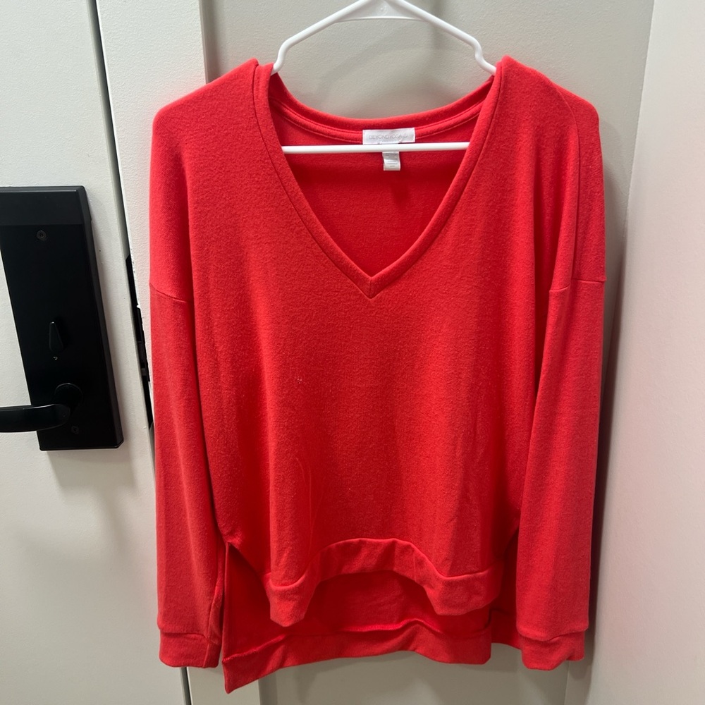 Vibrant Red V-Neck Sweater